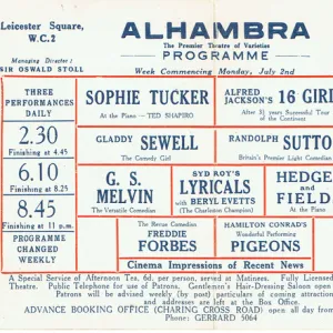 Variety flyer for the Alhambra Theatre, London