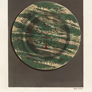 Varnished soft-paste plate decorated with