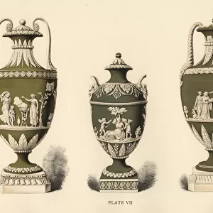 Three vases showing reliefs