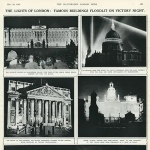 VE Day celebrations: London buildings floodlit