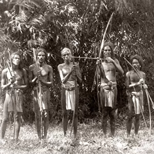 Veddah tribe, bows and arrows, Ceylon, Sri Lanka