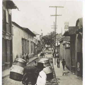 Venezuela, Caracas - Itinerant Bread Seller and mule