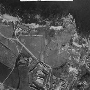 Vertical Aerial Photograph of Flying-Boats and Hangars a?