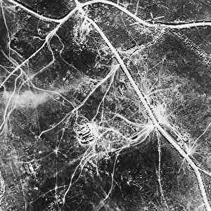 Vertical Photograph of Bombs Dropping During WW1 Aerial-?
