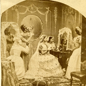 Victorian bride preparing for her wedding