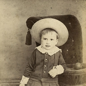 Victorian child with cricket bat, Otley, Yorkshire