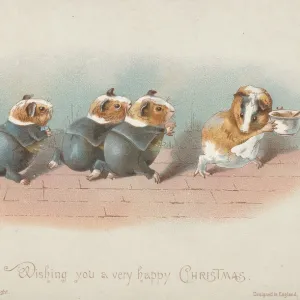 Victorian Greeting Card - Hungry Guinea-Pigs