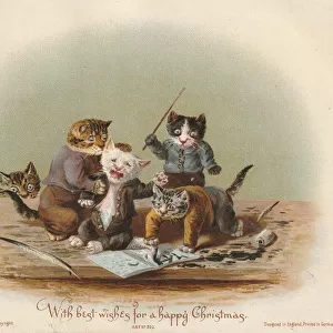 Victorian Greeting Card - Kittens Playing