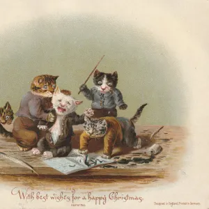 Victorian Greeting Card - Kittens Playing