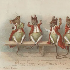 Victorian Greeting Card - Mice Musicians