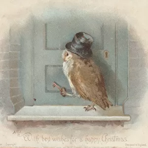 Victorian Greeting Card - Owl Late Night Return Home