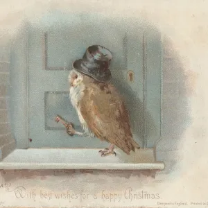 Victorian Greeting Card - Owl Late Night Return Home