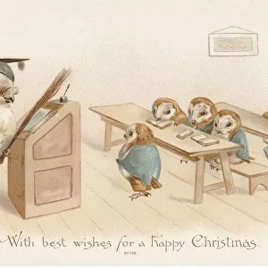 Victorian Greeting Card - Owl School