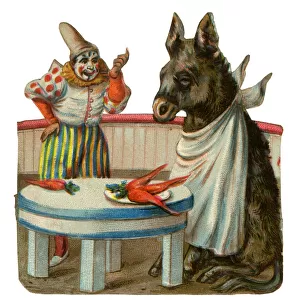 Victorian Scrap, Circus Clown and Donkey