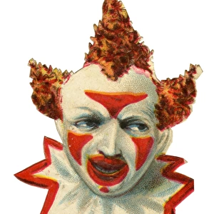 Victorian Scrap, clown with painted face