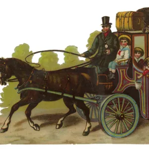 Victorian Scrap, coach and horses