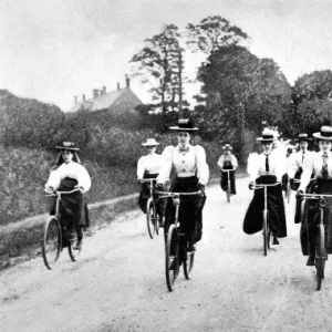 Victorian Women Cyclists Descending a Hill, c. 1898