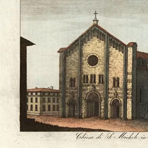 View of the Basilica of San Michele Maggiore, Pavia, 1800s