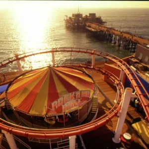 View of carousel on Santa Monica pier, California, USA View of carousel on Santa Monica pier, California, USA