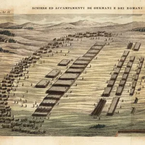 View of the encampment of German and Roman armies