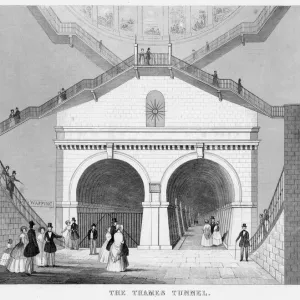 A view of the entrance to the Wapping-Rotherhithe tunnel under the Thames