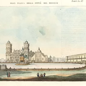 View of the Grand Plaza of Mexico City, circa 1820