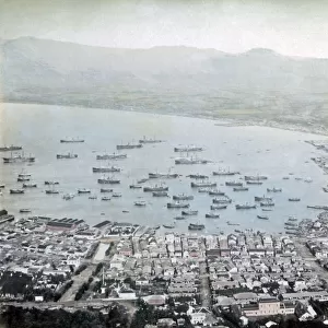 View of Hakodate harbour, Japan, circa 1880s. Date: circa 1880s