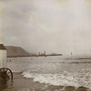 View towards the harbour at Scarborough, North Yorkshire