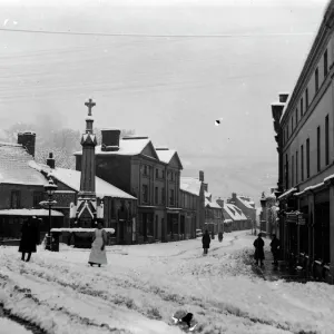 View down the High Street, Crickhowell, Powys, Mid Wales