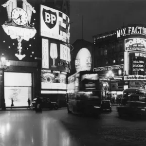 View of the lights at Piccadilly Circus, London