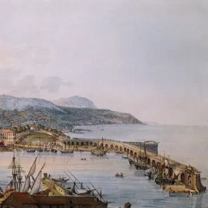 View of Nice, France with harbor and ships Date: 1792