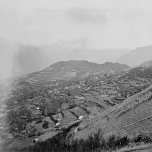 View over terraced mountain scenery, c. 1870