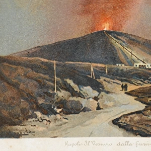 View of Vesuvius Volcano - showing the Funicular Railway