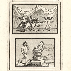 Vignettes of cupids or genii