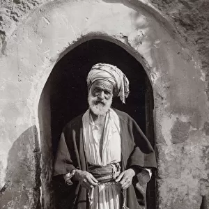 Village chief or sheikh with beads, Palestine, Israel