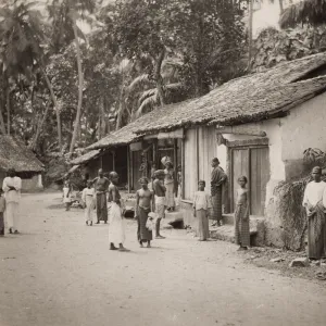 Village street scene, Ceylon, now Sri Lanka