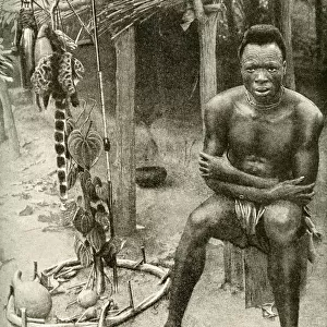 Village witch doctor, Belgian Congo, Central Africa