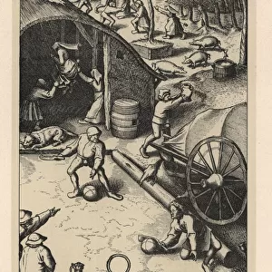 Villagers playing croquet or clos-porte, 16th century