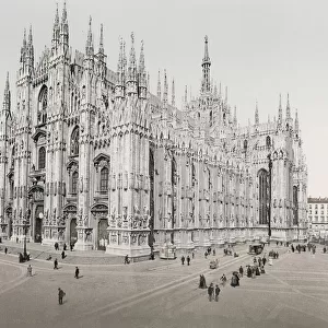 Vintage 19th century photograph: Duomo, cathedral, Milan, Italy