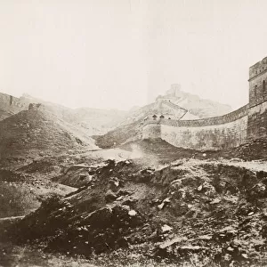 Vintage 19th century photograph: Great Wall, near Peking, Beijing, China