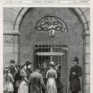Visitors wait outside Kilmainham Jail, Dublin