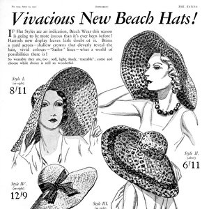 Vivacious new beach hats, Harrods advertisement 1931