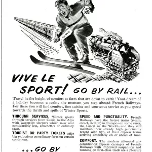Vive Le Sport! Go by rail... Advert for SNCF French Railways