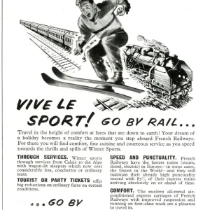 Vive Le Sport! Go by rail... Advert for SNCF French Railways