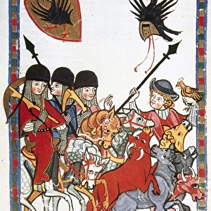 Von Der Buwenburg, poet of the 13th century, plundering a he