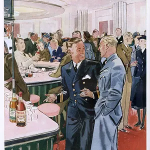 Votrix Vermouth advert with bar scene, 1943