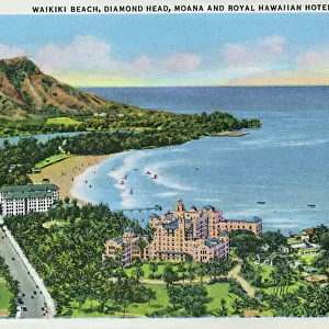 Waikiki Beach and hotels, Honolulu, Hawaii, USA