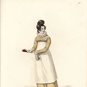 Waitress, 19th century, in long dress with lace collar