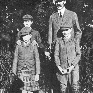 The Wales children with their tutor