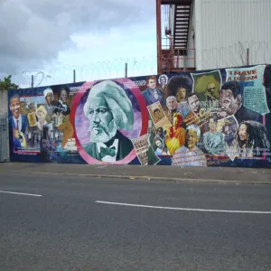 Wall mural of famous people at Belfast